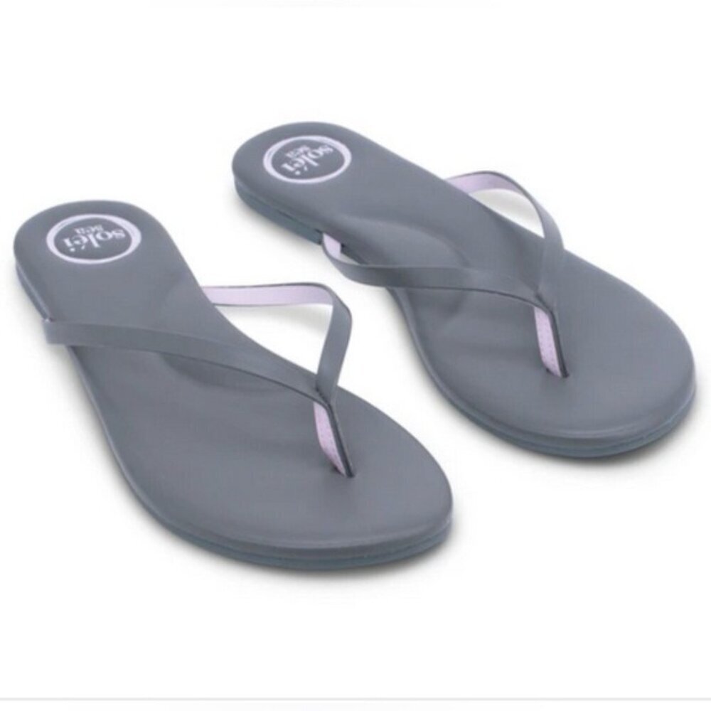 Solei Sea Women’s Grey Flip Flops — Casual Comfort Sandals Size 7